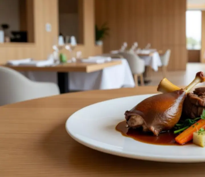Gourmet főétel elegáns tálalásban a Cityservices Hub éttermében