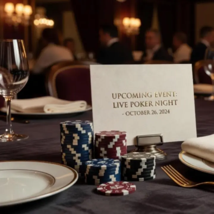 Következő pókerest időpontját jelző elegáns éttermi naptár
